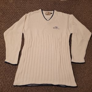 Thomas Burberry 3/4 Euro 100% Cotton  Off White V Neck Sweater